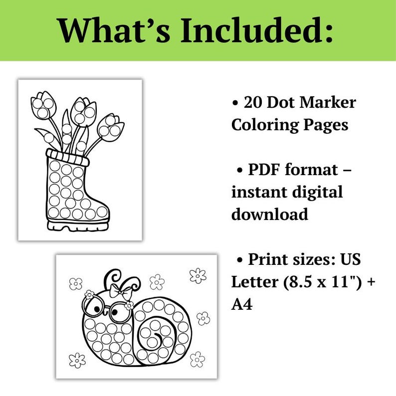Spring Dot Marker Coloring Pages | Preschool Activity Printables ...