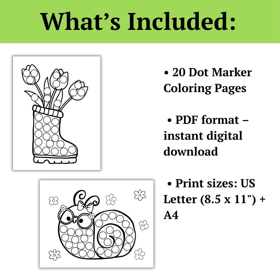 Spring Dot Marker Coloring Pages | Preschool Activity Printables ...