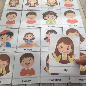 Kit de tarjetas didácticas sobre emociones / Herramienta terapéutica para reconocer sentimientos / Aprendizaje socioemocional para niños / Descarga digital imprimible