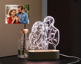 Custom Couple Portrait From Photo Night Light, Custom 3D Photo Lamp, Personalized Photo Lamp, Valentines Day Gift, Birthday Gift for Her