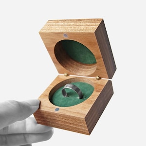 Wooden Ring Box for Engagement with Custom Engraving, Handcrafted Personalized Ring Boxes, Classic Proposal Ring Box, Premium Jewelry Case