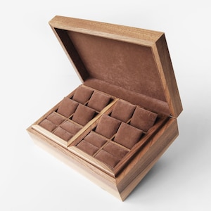 Premium Walnut Jewelry Storage Box, Personalized Jewelry Box as a Gift for Her, Custom Wood Jewelry Organizer, Large Necklace Storage Box