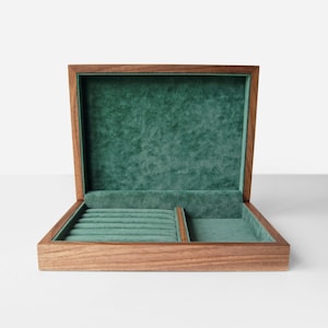 Wooden Jewelry Box Organizer, Premium Walnut Necklace and Ring Storage, Earring Organizer Box, Personalized Jewelry Box as a Gift for Her