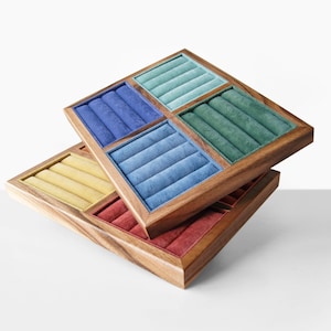 Walnut Jewelry Tray as a Ring Holder for Market Booths, Handcrafted Jewelry Organizer Dish, Colorful Jewelry Display, Jewelry Storage Tray