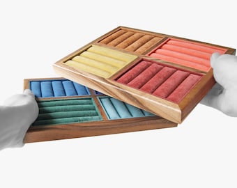 Wood Jewelry Tray, Velvet Jewelry Organizer for Rings, Earrings Holder, Necklace Display, Jewelry Storage Gift for Mom