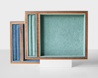 Jewelry Display for Earrings and Necklaces, Wood Jewelry Tray Organizer, Handmade Bracelet Display, Velvet Storage Tray for Earring and Ring
