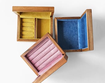 A*o様 アンティーク家具　木製ジュエリーボックス 送料込み 木製ジュエリーボックス 手作りアカシア材ボックス リング