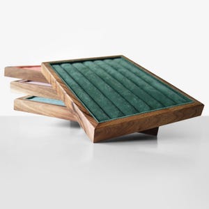 Jewelry Organizer, Jewelry Tray Display, Walnut Jewelry Holder, Earring Rings Cuff and Earrings Organizer, Gift for Mom, Anniversary Gift