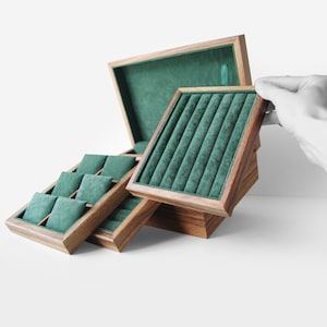 Big storage box	premium storage box	natural organiz box	wedding anniversary	unique jewellery box	holder unique gift	storage organizer	green dividers	wonderful nut box	anniversary gift	wooden jewelry box	jewellery tidy	velvet jewelry box
