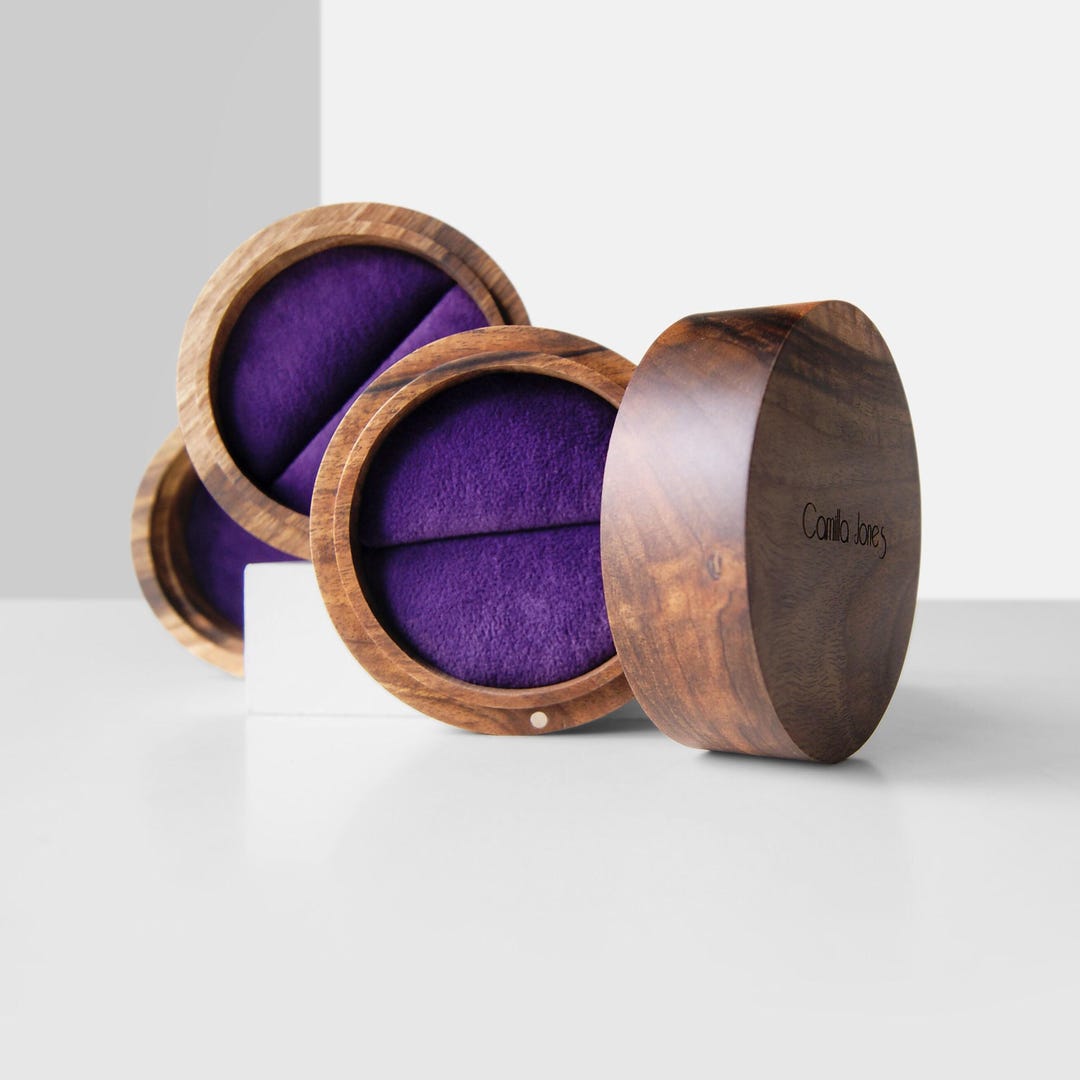 Double Ring Box for Wedding Ceremony, Engagement Multi Ring Box, Wooden ...