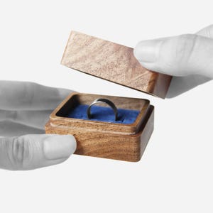 Wooden Engagement Ring Box with 2 slots, Walnut Wood Ring Holder, Wedding Ring Box with Custom Engraving Option, Anniversary Gift for Wife