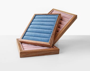 Handgefertigte Schmuck Display Box, Samt Ohrringe Lagerung, Piercing Organisator Platte, Schmuckschatulle, Holz Ringhalter, Jubiläumsgeschenk für Sie