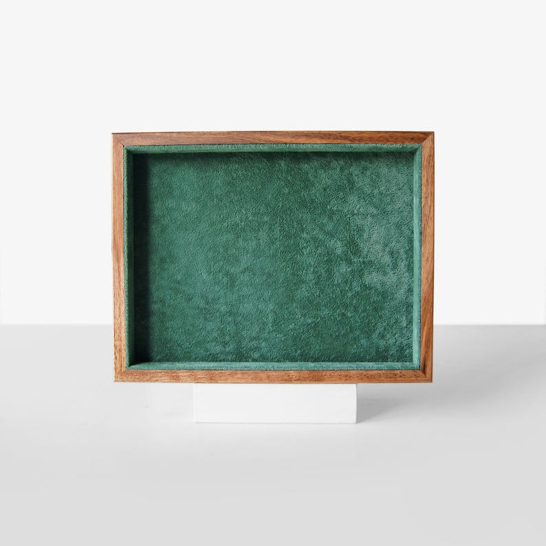 Wooden Jewelry Tray, Velvet Organizer for Rings or Necklaces, Precious Stones Storage, Nightstand Jewelry Holder, Birthday Gift for Sister image 10