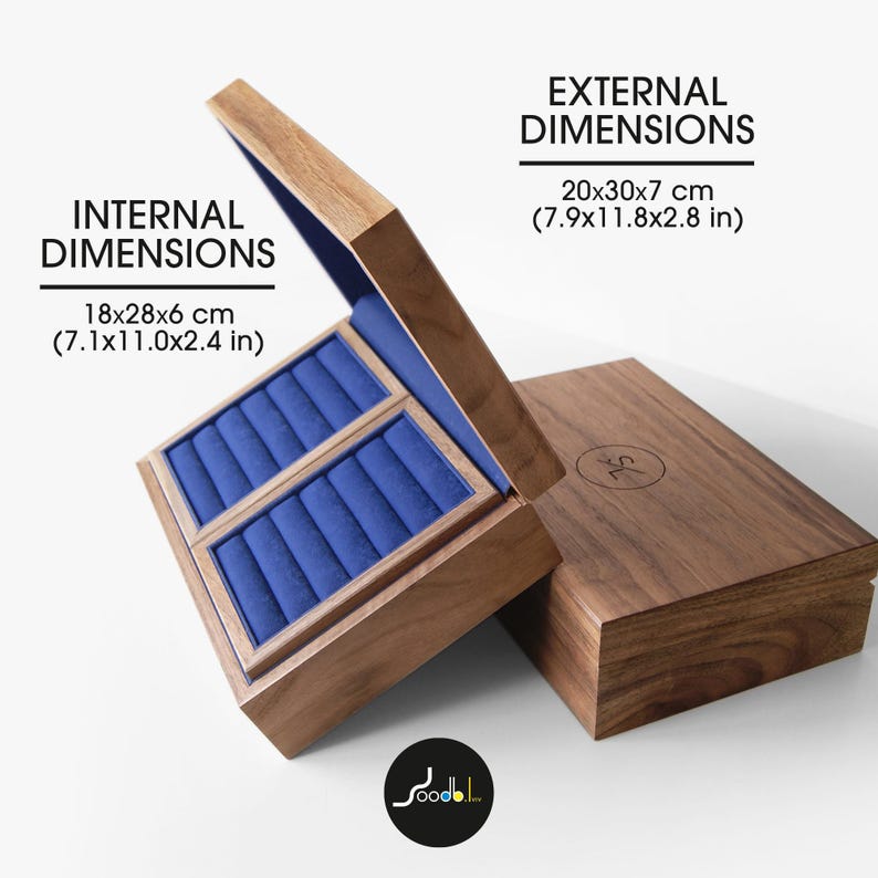 Premium Walnut Jewelry Box with Dividers, Personalized Jewelry Storage, Jewelry Wood Box, Necklace Organizer, Unique 5th Anniversary Gift image 2