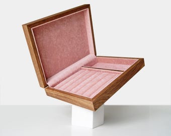 Pink Jewellery Box with Dividers | Velvet Organizer | Big Jewelry Box for B-Day Gift | Anniversary Giftr | Unique Holder