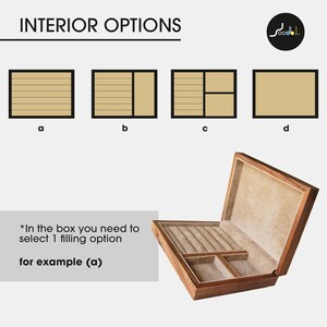 Premium Wooden Jewelry Box with Engraving, Velvet Jewelry Organizer, Gift for Wife, Jewelry Storage Dividers Case, Precious Stones Holder image 3