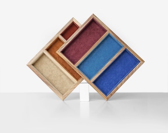 Bandeja organizadora de joyas de madera, expositor de anillos y pendientes de nogal, soporte para joyas con acabado lacado mate, almacenamiento de joyas minimalista, bandeja para joyas de mujer