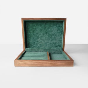 Premium Wooden Jewelry Box with Engraving, Velvet Jewelry Organizer, Gift for Wife, Jewelry Storage Dividers Case, Precious Stones Holder image 6