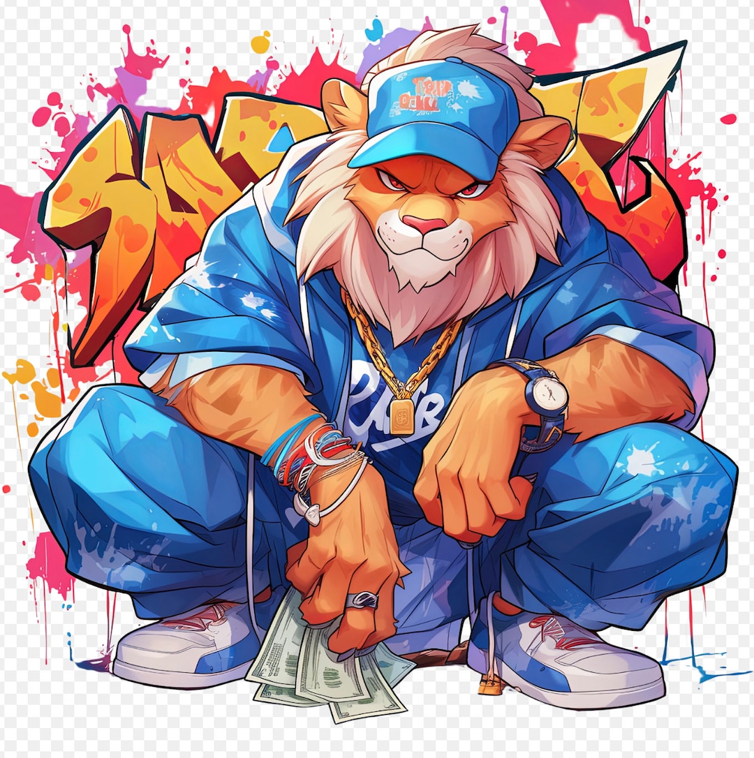 Gangster Lion Watercolor Graffiti PNG Clipart Set (digital Download) - Etsy