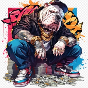 Graffiti Gangster Bulldog Mantenga un dinero Conjunto de 10 PNG Graffiti hiphop Bulldog Streetwear Graffiti Digital Uso Comercial Suministros para camisa
