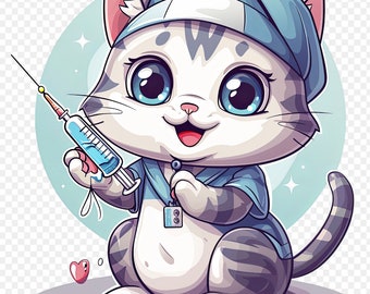 Nurse Animals Baby Clipart Set, Medical PNG Prints (Digital Download)