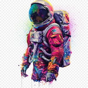 Graffitipng Colorful Streetwear Astronaut Funny Clipart Set of 10 PNG High Quality Prints Splashes of Color PNG Digital America Totality