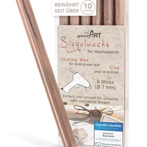 gravurART seal wax flexibel voor waxpistool, professioneel brieven verzegelen met de 6-pack wax voor sealpistool, savannah roségoud