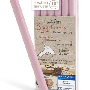 gravurART zegellak flexibel voor lakpistool, brieven professioneel verzegelen met de 6-pack lak voor lakpistool, Mauve