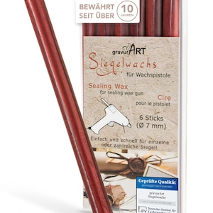 gravurART zegellak flexibel voor lakpistool, brieven professioneel verzegelen met de 6-pack lak voor lakpistool, rood metallic