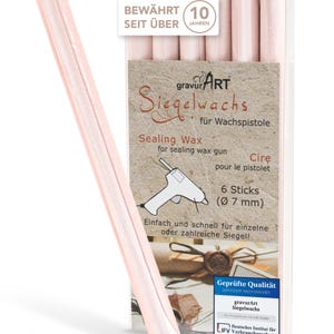gravurART zegellak flexibel voor lakpistool, brieven professioneel verzegelen met de 6-pack lak voor lakpistool, kleur champagne