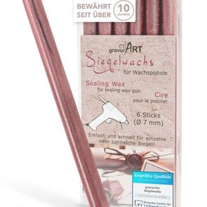 gravurART zegellak flexibel voor waspistool, brieven professioneel verzegelen met de 6-pack was voor waspistool, robijngoud