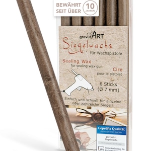 gravurART flexibele lak voor lakpistool, professioneel brieven verzegelen met de 6-pack lak voor lakpistool, chocoladeparel.