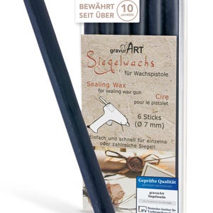 gravurART zegellak flexibel voor lakpistool, brieven professioneel verzegelen met de 6-pack lak voor lakpistool, kleur donkerblauw