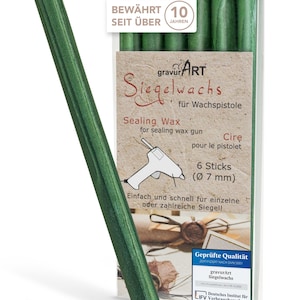 gravurART verzegellak flexibel voor lakpistool, verzegel professioneel brieven met de 6-pack lak voor lakpistool, groen-parelmoer.