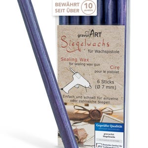 gravurART zegellak flexibel voor waspistool, brieven professioneel verzegelen met de 6-pack was voor waspistool, saffierblauw