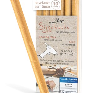 gravurART zegellak flexibel voor waspistool, brieven professioneel verzegelen met de 6-pack was voor waspistool, zongoud