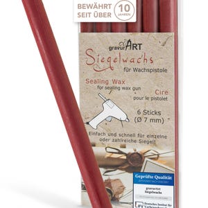 gravurART zegellak flexibel voor lakpistool, brieven professioneel verzegelen met de 6-pack lak voor lakpistool, kleur Bordeaux
