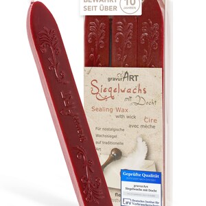 gravurART zegellak Bordeaux - Brieven verzegelen met zegellak voor het verzegelen van postzegels - 3 stokjes was met lont