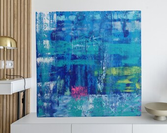 Exclusive Colorful Abstract Painting, Oversized Wall Art, Handmade Canvas Decor, 100x100cm