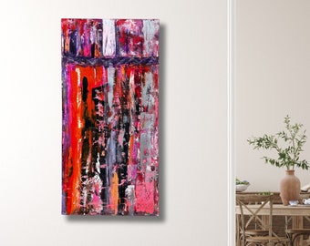 Exclusive Colorful Abstract Painting, Oversized Wall Art, Handmade Canvas Decor, 70x140cm