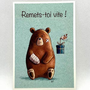 Remets-toi vite ! Carte double à personnaliser avec enveloppe et sticker