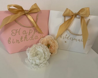 Personalised gift bags with ribbon