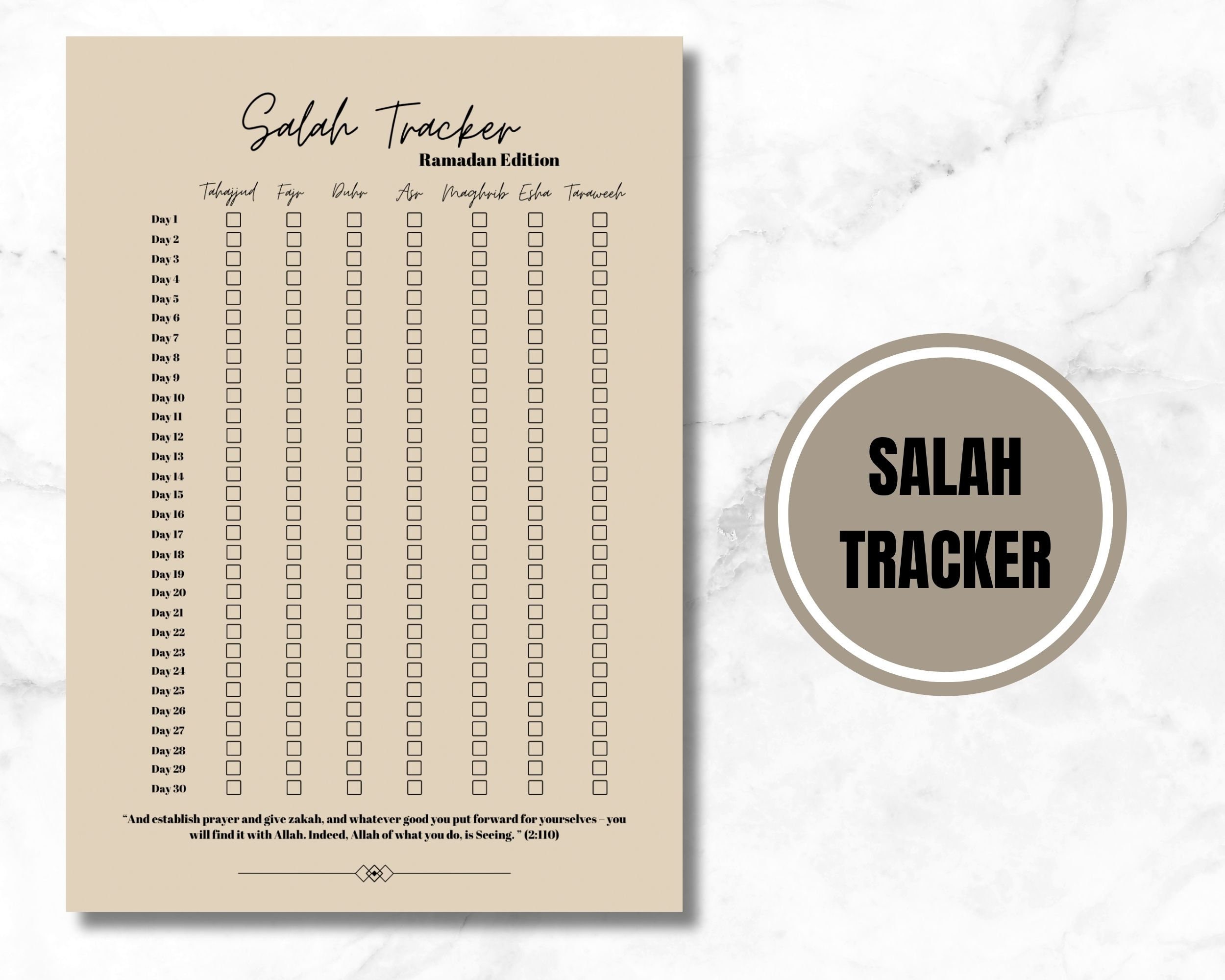 Ramadan Printable Habit Tracker Pack 2024 Salah Tracker Qur'an Tracker ...