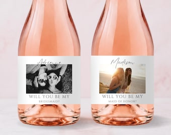 Étiquette de vin personnalisée avec photo pour une demande en mariage à une demoiselle d'honneur, cadeau idéal pour une demande en mariage à une demoiselle d'honneur, étiquette de vin personnalisée avec photo