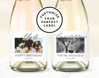 Custom Wine Labels, Custom Photo Champagne Label, Champagne Labels, Wine Bottle Labels, Personalized Wine Label, Champagne Bottle Labels