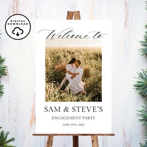Engagement Party Welcome Sign, Engagement Decor, Custom Photo Welcome Sign, Custom Engagement Party Sign, Digital Download Welcome Sign