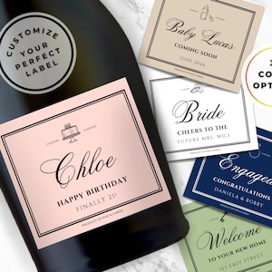 Custom Prosecco Label, Champagne Bottle Labels, 21st Birthday Gift for Her, Mini Champagne Bottle Labels, Champagne Labels, Mini Champagne