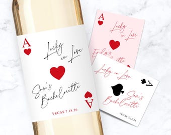 Lucky In Love Champagne Label, Custom Champagne Label, Las Vegas Bachelorette, Champagne Bottle Labels, Perfect Pair couples Shower