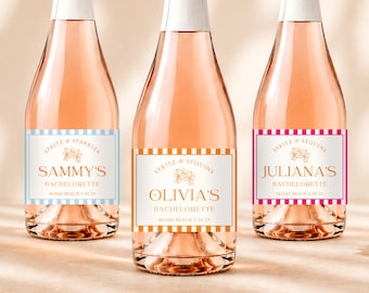 Spritz and Sequins Bachelorette Champagne Label, Personalized Prosecco Bottle Label, Custom Bachelorette Party Favor, Spritz Bachelorette