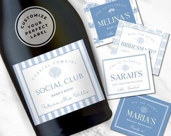 Custom Coastal Prosecco Label, Prosecco Bottle Labels, Last Toast On the coast, Coastal Cowgirl, Champagne Labels, Last Splash Bachelorette